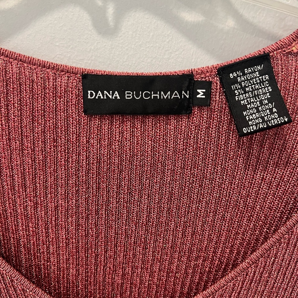 Dana Buchman Berry Pink Shimmer Long Sleeve Top - Picture 2 of 3